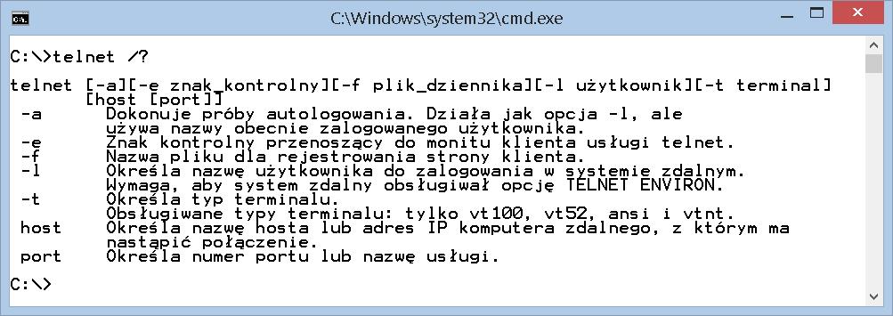 T: Usługi serwerowe w systemie Windows - telnet. Zadanie1: Sprawdź informacje w serwisie Wikipedii na temat usługi telnet.