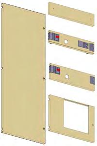 Płyty zewnętrzne rozdzielnicy Płyty czołowe funkcjonalne: - drzwi na NW08-40, NT16, NS1600 - drzwi na NS250/630 (na stałe lub wtykowe) - przycinane FRP na szuflady - zintegrowane FRP z rozłącznikami