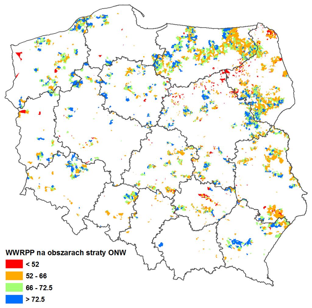 Wartości WCPT na obszarach