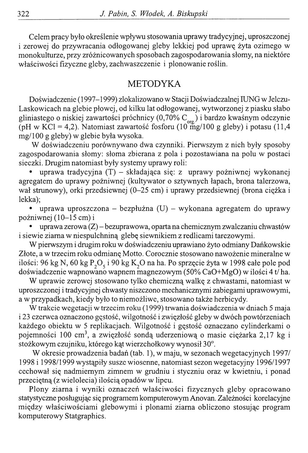 322 J. Pabin, S. Włodek, A.