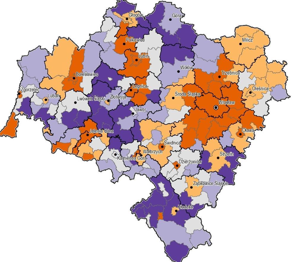 Poziom rozwoju gospodarczego Niveau der wirtschaftlichen Entwicklung OBSZARY O WYSOKIM POZIOMIE ROZWOJU