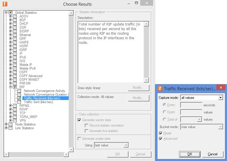 ..) należy wybrać opcję Global Statistics RIP Traffic Recieved i zmienić Collection Mode na wartość all values (Modify.