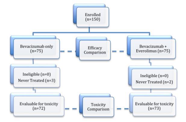 Randomized phase II trial of bevacizumab plus everolimus versus bevacizumab alone for recurrent or persistent ovarian, fallopian tube or peritoneal