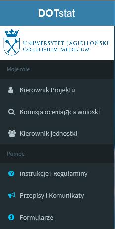 Po zalogowaniu do systemu wyświetla się strona główna, skąd można wybrać rolę użytkownika i pobrać niezbędne dokumenty II URUCHOMIENIE FORMULARZA SPRAWOZDANIA 1 Aby złożyć sprawozdanie należy wybrać