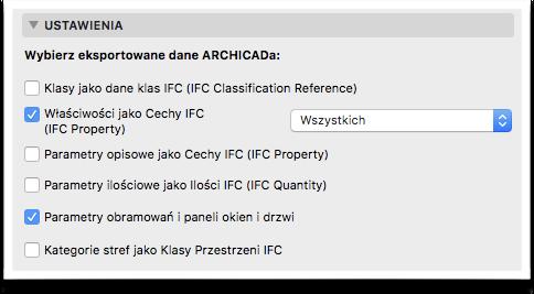 Szczegółowy opis poszczególnych funkcji w ustawieniach translatora znajduje się w Pomocy ARCHICADa na temat plików IFC.