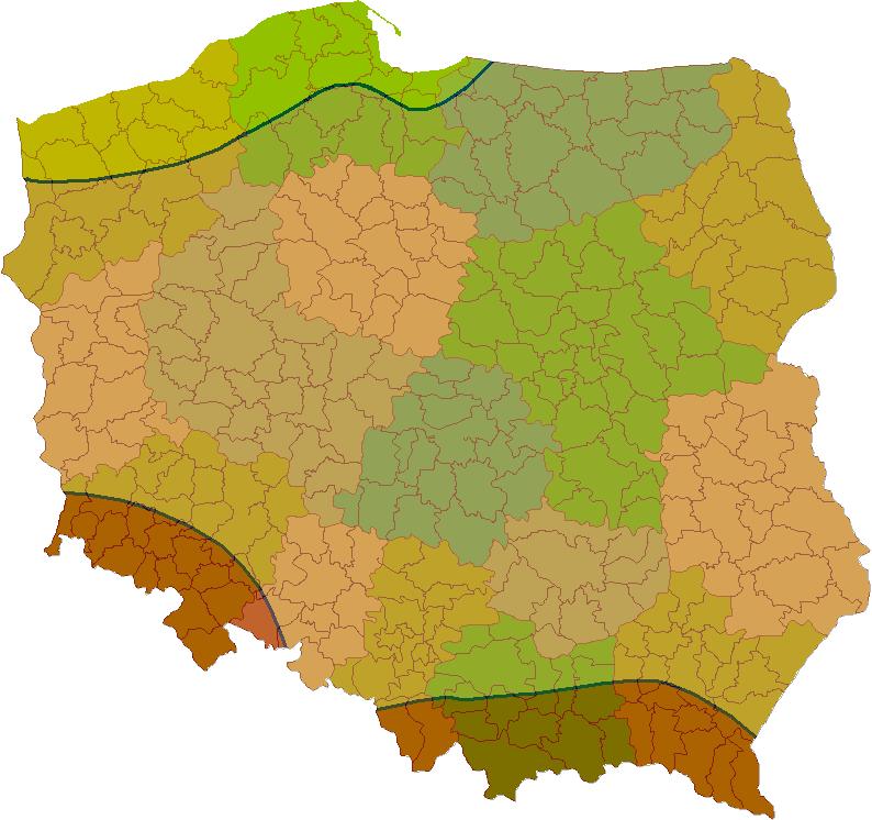 II Gdańsk Olsztyn Szczecin Bydgoszcz Białystok Zielona Góra Poznań I Łódź Warszawa III Wrocław Opole Kielce Lublin KatowiceCzarna 22 12'E 50 07'N Kraków Rzeszów III Rysunek 6.