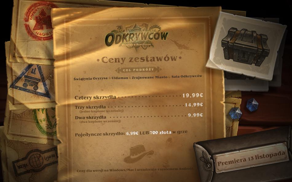 Skarby! Ukończcie przygodę z torbą wypełnioną po brzegi zupełnie nowymi kartami do Hearthstone! Premiera Ligi Odkrywców nastąpi 13 listopada, więc spakujcie się zawczasu i przygotujcie do drogi.