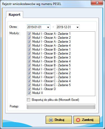 33 Rejestr wnioskodawców wg numeru PESEL Raport dostępny jest w menu Sprawozdania / Rejestr