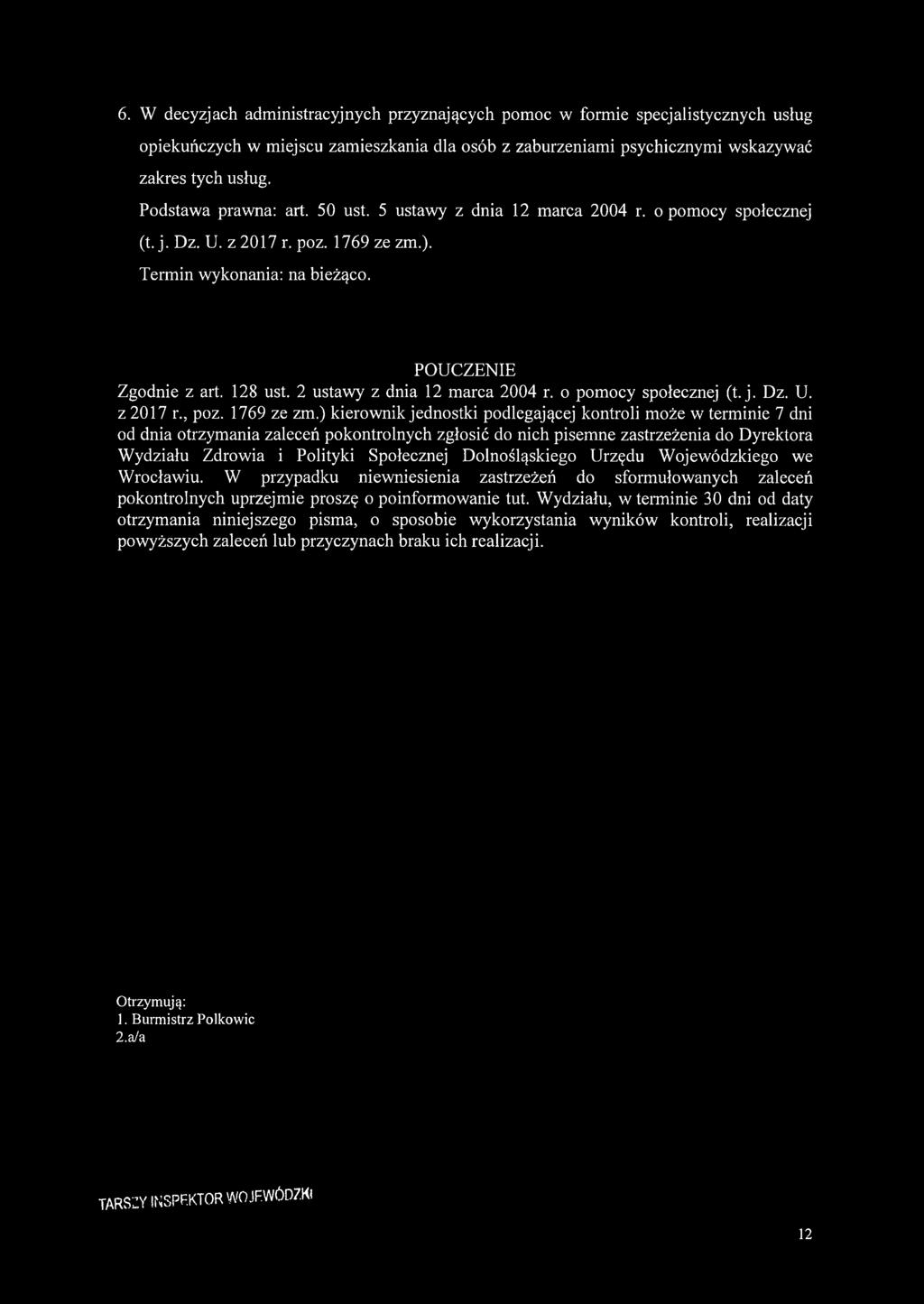 2 ustawy z dnia 12 marca 2004 r. o pomocy społecznej (t. j. Dz. U. z 2017 r., poz. 1769 ze zm.