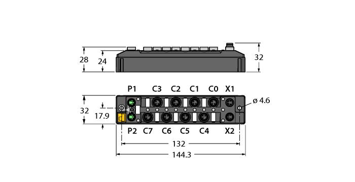 Złącze męskie M8, 4-pinowe, zasilanie FLC/ARGEE programowalne Urządzenie PROFINET, urządzenie EtherNet/IP lub protokół Modbus TCP typu slave Zintegrowany przełącznik ethernetowy Obsługa 10 Mb/s/100