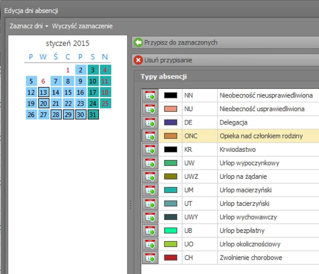 Operacje nanoszenia absencji oraz deklaracji wymiarów urlopów mogą być