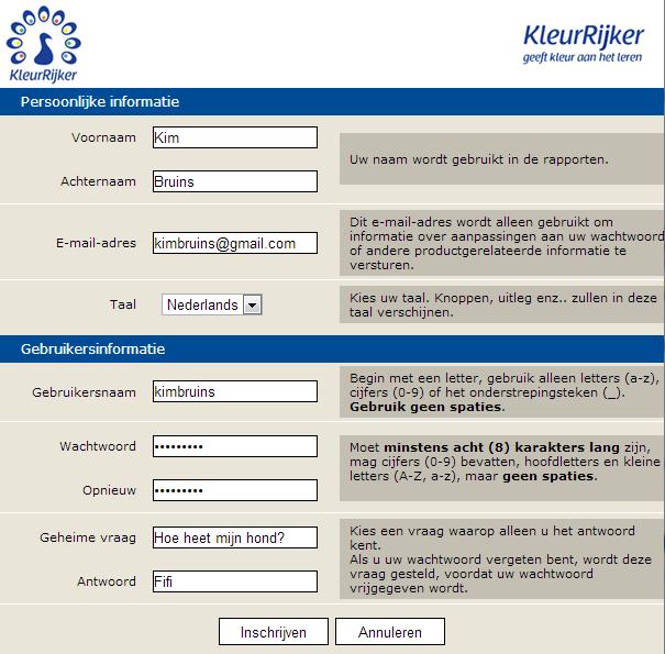 A: Po raz pierwszy na stronie internetowej Idź do www.taalsterk.nl/inschrijven. Wprowadź swój kod rejestracyjny. Kliknij na Inschrijven. Zobaczysz teraz swoją stronę osobistą.