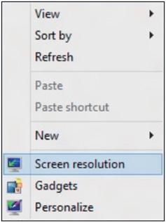 2. Kliknij prawym przyciskiem na pulpicie i kliknij Rozdzielczość ekranu. 3. Kliknij opcję Wiele ekranów w celu dokonania wyboru ekranu.