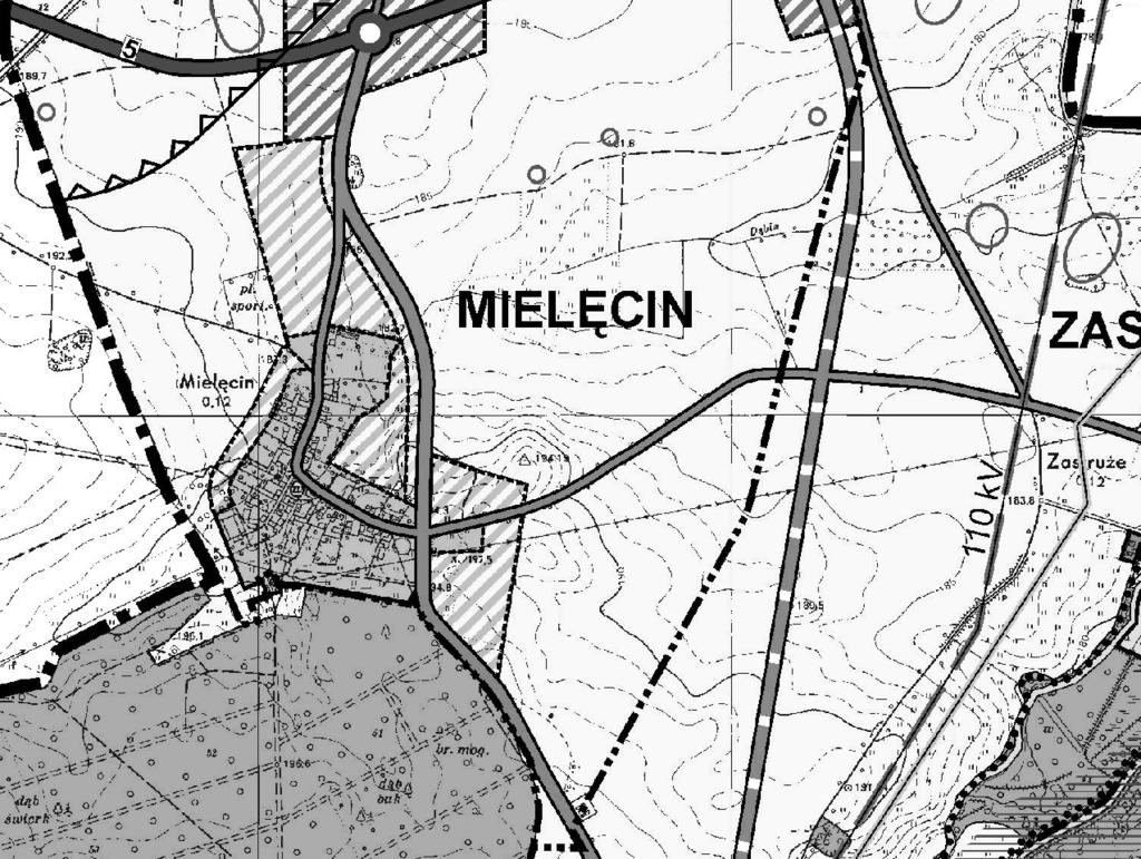 wieś MIELĘCIN - GMINA ŻARÓW MIEJSCOWY PLAN ZAGOSPODAROWANIA PRZESTRZENNEGO OBSZARU POŁOŻONEGO W OBRĘBIE WSI MIELĘCIN SKALA 1:1000 0 LEGENDA 50m 10 - GRANICA OPRACOWANIA PLANU Maa omniejszona