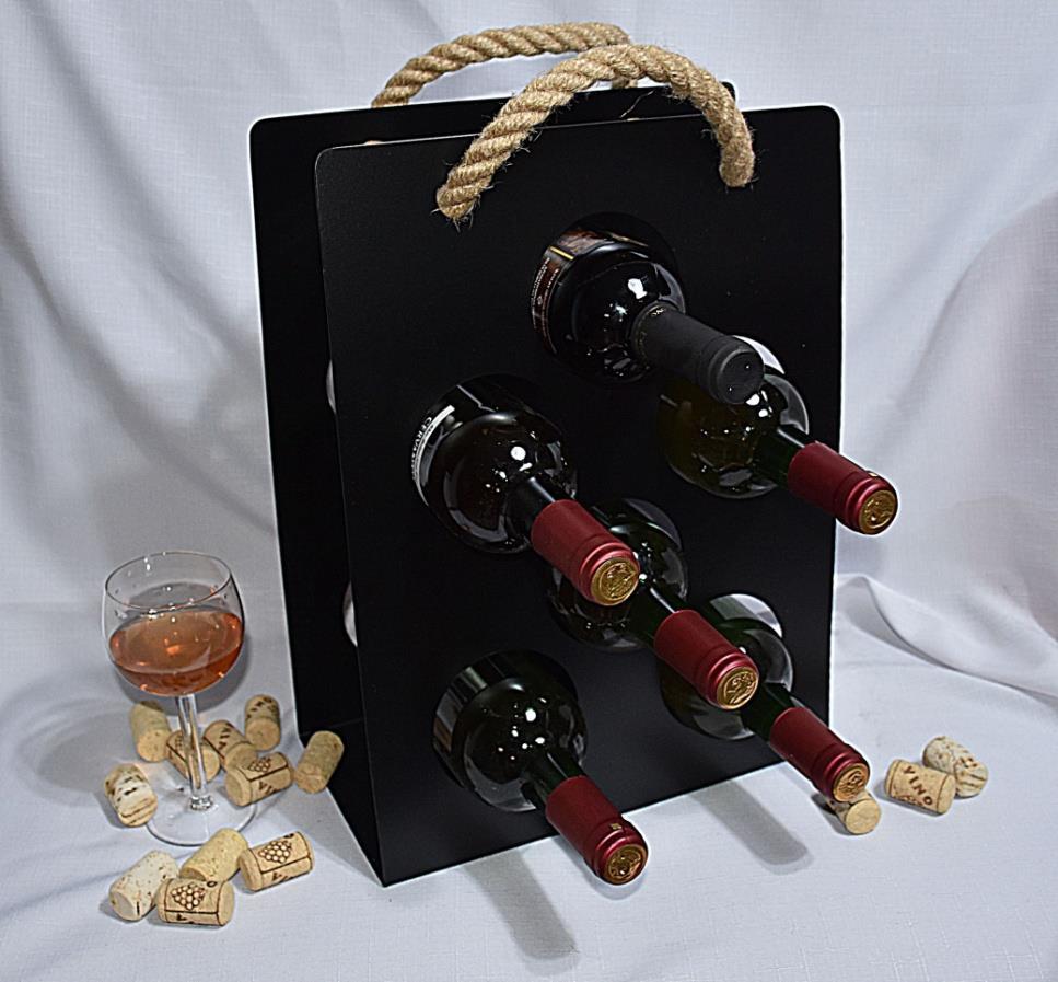 Ekskluzywny stojak na wino Merlot. Dobre wino wymaga odpowiedniego przechowywania, a stojak na wino Merlot to wysokiej jakości produkt przeznaczony do przechowywania sześciu butelek.