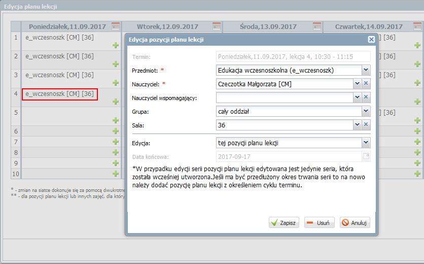 UONET+. Dokumentowanie lekcji i prowadzenie dzienników w klasach 1-3 szkoły podstawowej 10/43 4.