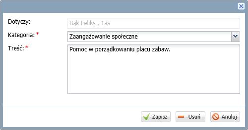 Planowanie sprawdzianów, prac klasowych i kartkówek Na karcie Sprawdziany można wprowadzać informacje o zaplanowanych sprawdzianach,