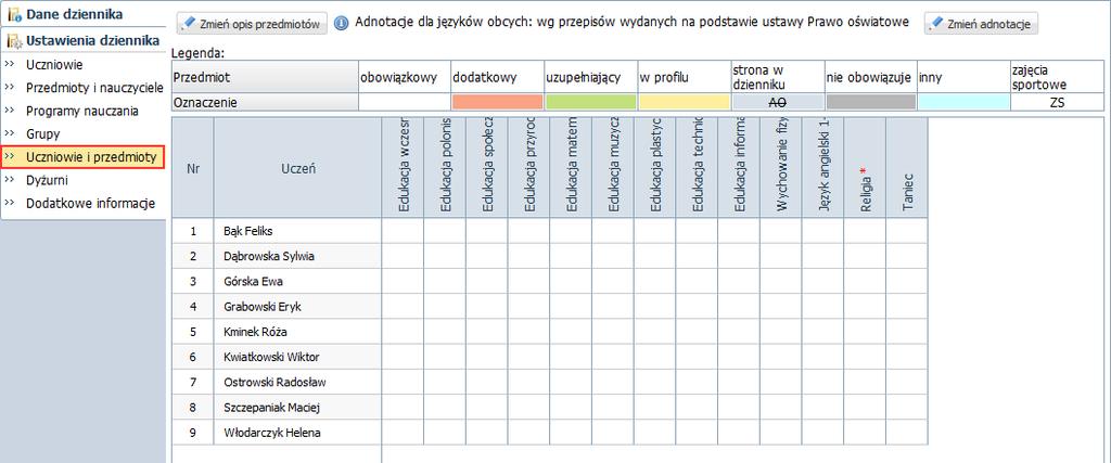 zajęciową (zamiast całego oddziału).