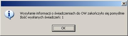 Wyślij dane. Na poniŝszej formatce zaznaczyć naleŝy pozycję Eksport zestawów świadczeń a następnie nacisnąć Eksportuj.