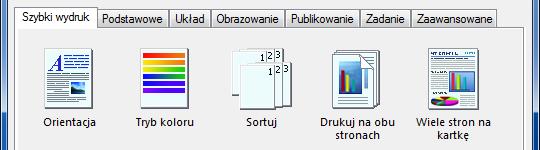 Drukowanie > Drukowanie z aplikacji Ekran ustawień drukowania w sterowniku drukarki Na ekranie ustawień drukowania w sterowniku drukarki można skonfigurować wiele ustawień związanych z drukowaniem.