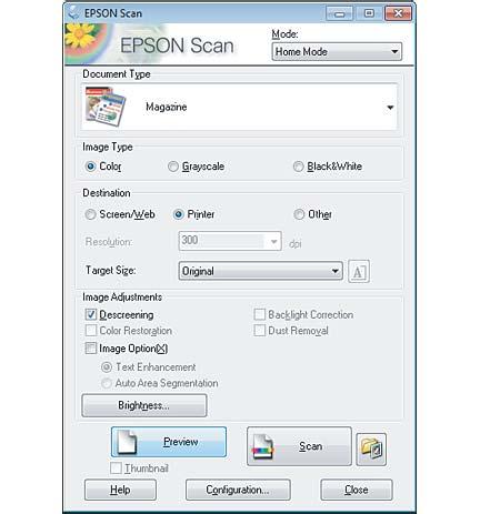 Skanowanie Różne typy skanowania Skanowanie czasopisma Przede wszystkim należy umieścić czasopismo i uruchomić program Epson Scan.