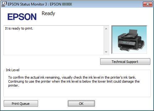 Rozwiązywanie problemów z drukowaniem/kopiowaniem Po uruchomieniu programu EPSON Status Monitor 3 zostanie wyświetlone następujące okno: Jeśli nie jest wyświetlane okno programu EPSON Status Monitor