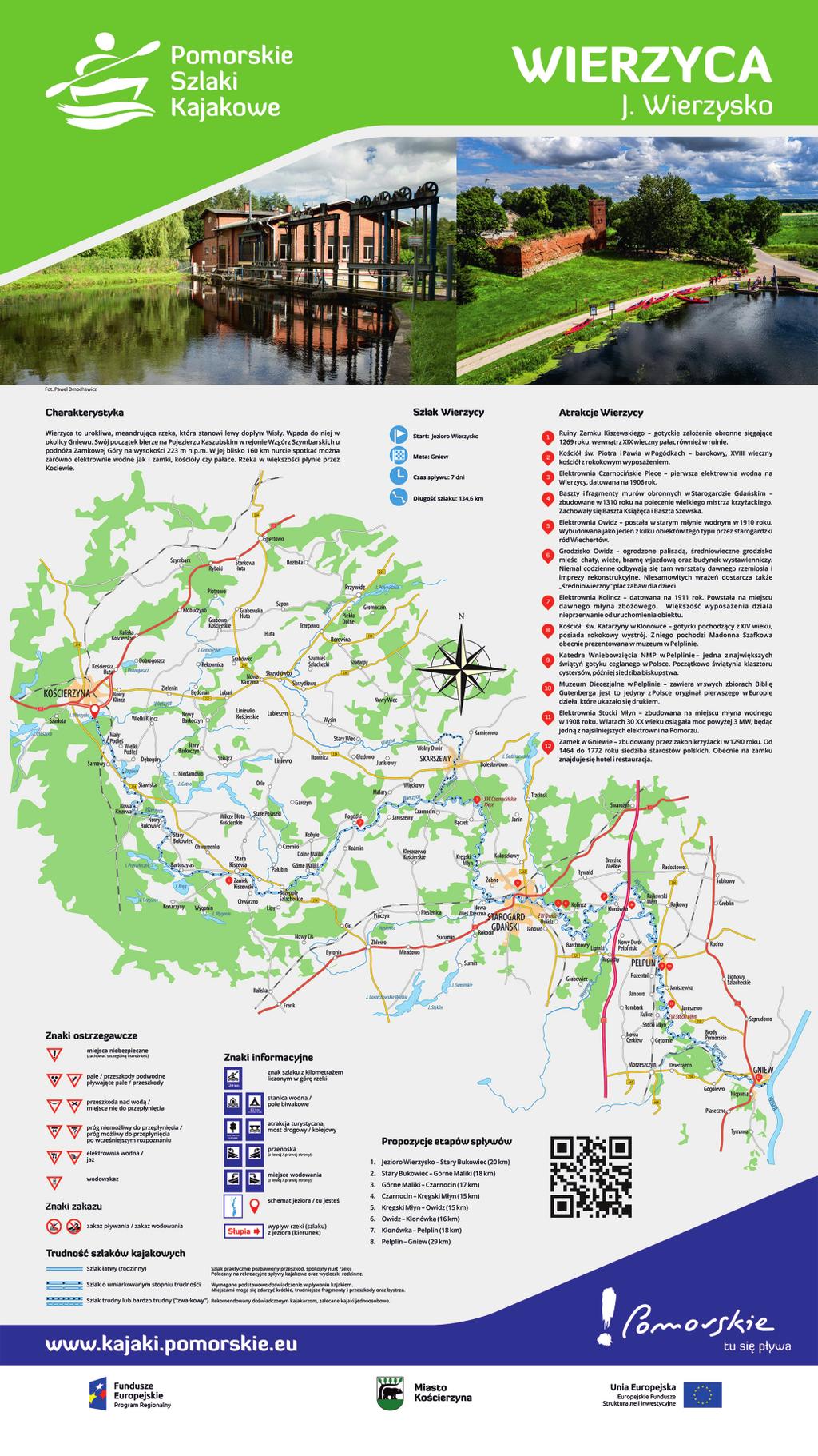 kajakowych w województwie, na drugiej - opis i mapa danego