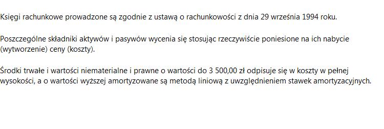 Wprowadzenie do sprawozdania finansowego 1) nazwa, siedziba i adres oraz numer we właściwym rejestrze sądowym albo ewidencji 2) czas trwania działalności jednostki, jeśli jest ograniczony 3) okres