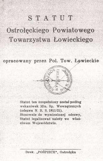 TOWARZYSTWO ŁOWIECKIE 1922