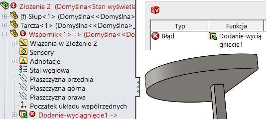 W tym przypadku zgłoszenie błędu należy uznać za pomoc projektantowi wspornik byłby błędnie wykonany. Rysunek 11.23.