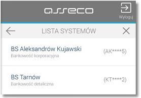 Ustawienia -> Lista systemów prezentowana jest lista systemów dostępnych dla użytkownika.