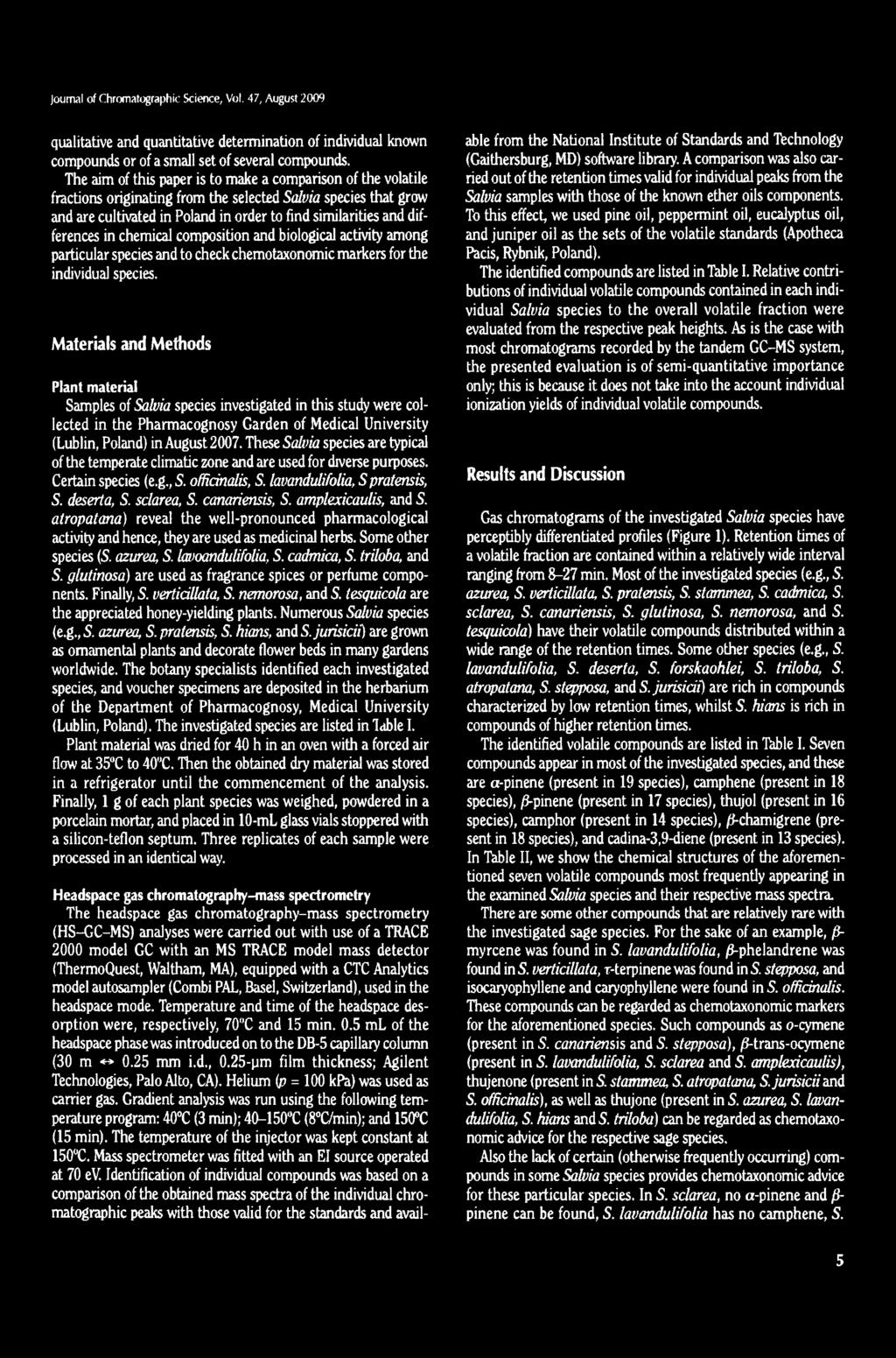 qualitative and quantitative determination of individual known compounds or of a smali set of several compounds.