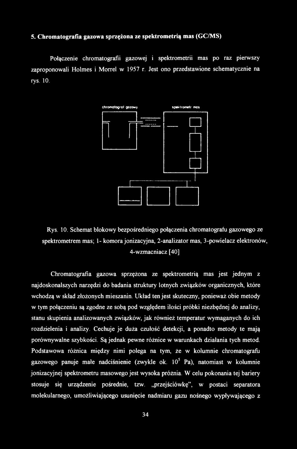 5. Chromatografia gazowa sprzężona ze spektrometrią mas (GC/MS) Połączenie chromatografii gazowej i spektrometrii mas po raz pierwszy zaproponowali Holmes i Morrel w 1957 r.