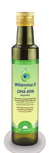 DHA-EPA Witamina E + DHA-EPA Kwasy tłuszczowe omega-3 z mikroalg Kwasy tłuszczowe DHA i EPA: dla utrzymania prawidłowych funkcji mózgu i prawidłowego widzenia (przy codziennym spożyciu min.