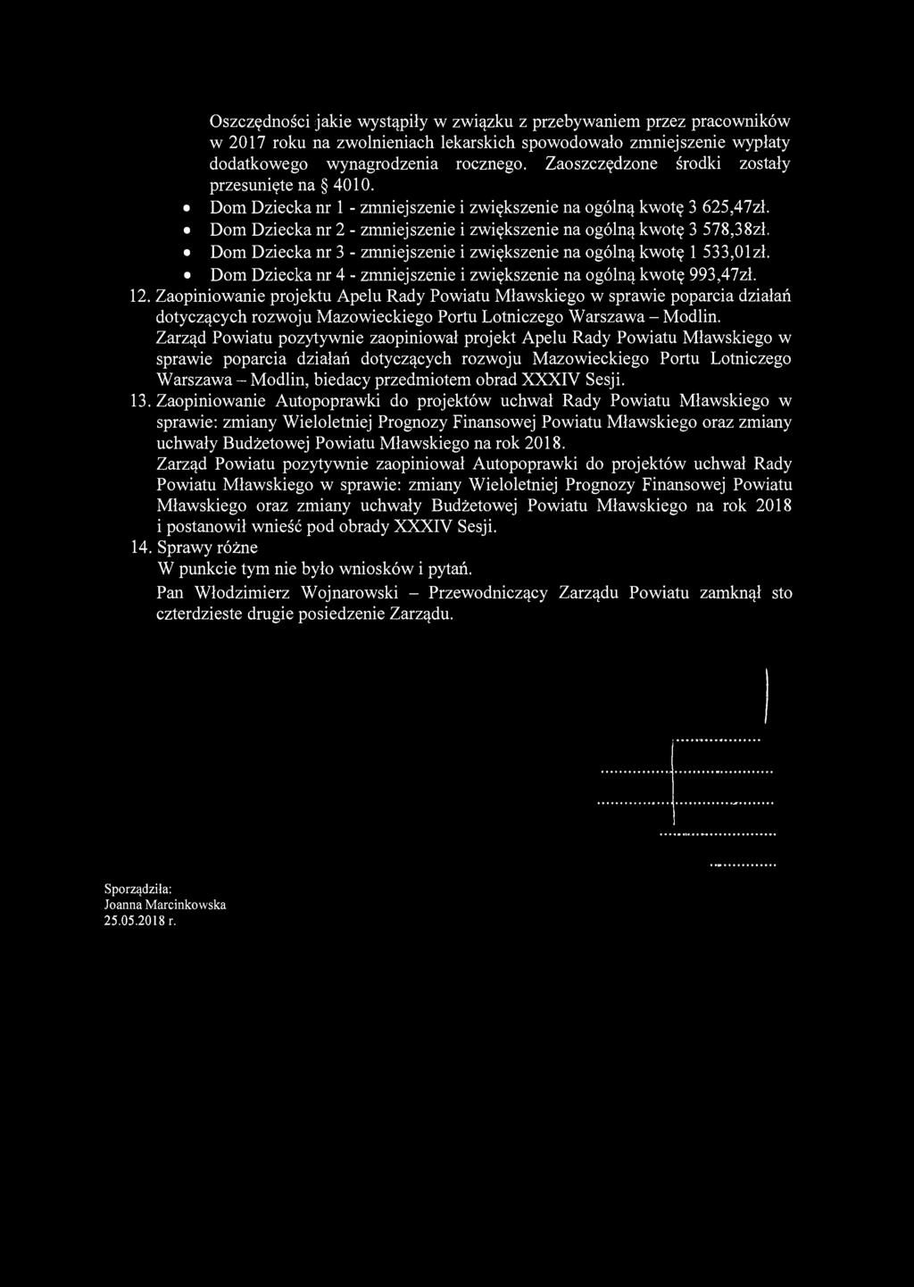 Oszczędności jakie wystąpiły w związku z przebywaniem przez pracowników w 2017 roku na zwolnieniach lekarskich spowodowało zmniejszenie wypłaty dodatkowego wynagrodzenia rocznego.