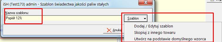 Górna lista towary będące wyrobami węglowymi WW, czyli te co mają uzupełnione parametry węglowe. Dolna lista dla wskazanego w górnej liście WW zdefiniowane dla niego szablony.