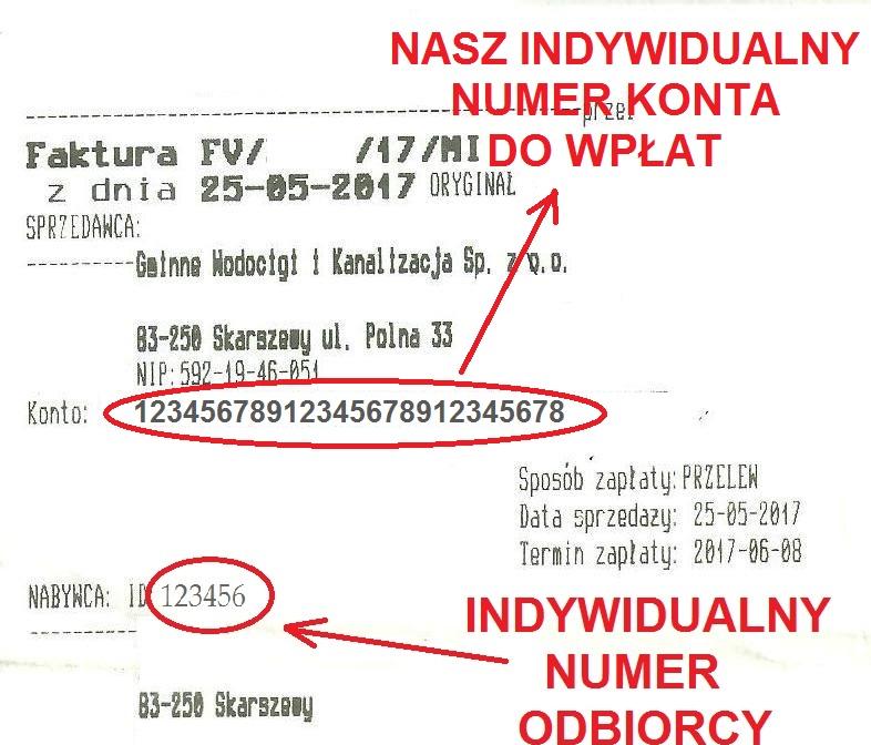 Na fakturze od inkasenta ID znajduje się po lewej stronie, przy danych odnoszących się do nabywcy rachunku. Proszę spisać także Państwa indywidualny numer konta bankowego do wpłat.