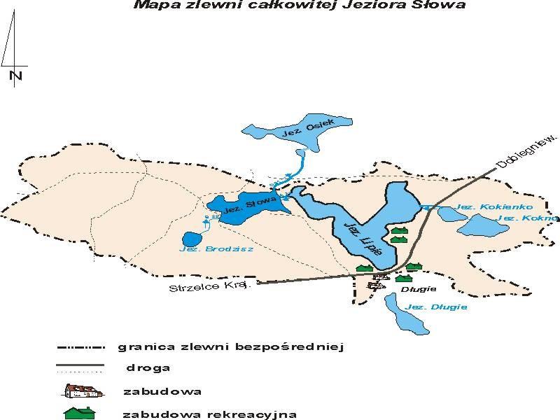 JEZIORO SŁOWA Położenie jeziora dorzecze: Mierzęcka Struga - Drawa - Noteć - Warta Odra region fizycznogeograficzny: Pojezierze Południowopomo