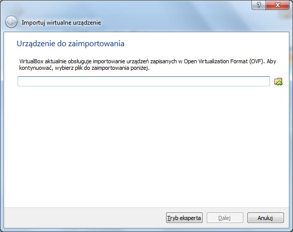 4. W następnym oknie jakie się wyświetliło (Import urządzenia programowego) należy kliknąć w przycisk obsługujący pole opisane jako Urządzenie do zaimportowania. (Rys.