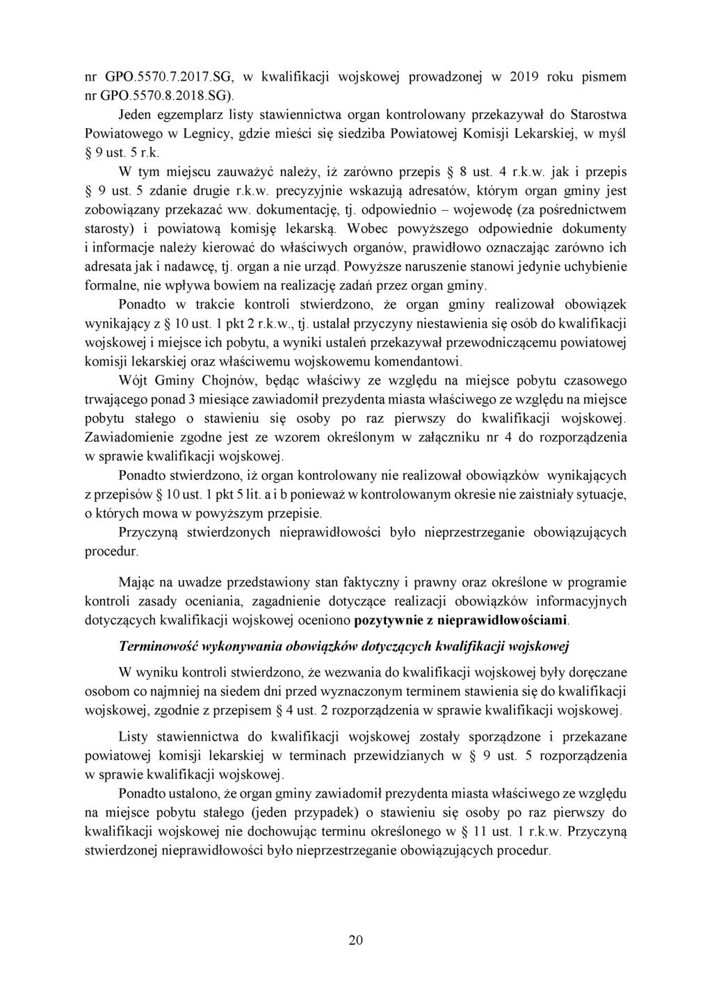 nr GPO.5570.7.2017.SG, w kwalifikacji wojskowej prowadzonej w 2019 roku pismem nr GPO.5570.8.2018.SG).