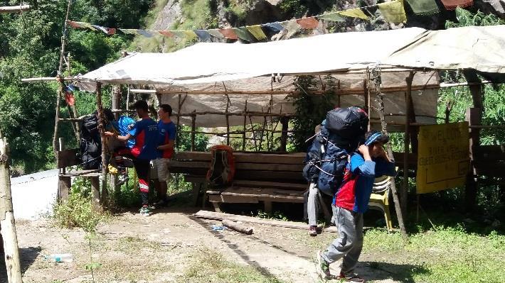 Wspinamy się przez dzikie lasy, białe i różowe rododendrony, dęby, bambusy, wysoko nad Langtang Khola.