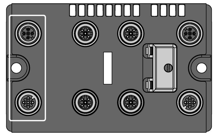 Konfiguracja pinów Zasilanie pomocnicze Przewód łączący (przykład): RKC 4.4T-2-RSC 4.4T nr kat. U5264 lub RKC4.4T-2-RSC4.4T/TEL nr kat.