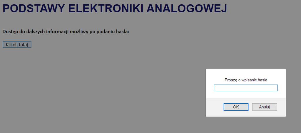 ELEKTRONIKA ANALOGOWA I CYFROWA Hasło: ****** W przypadku problemów