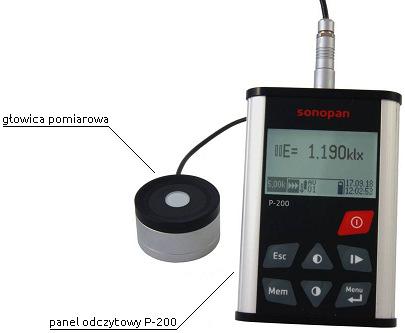 Panel sterujący P-200 oraz program RF200C są funkcjonalnie zbieżne ze sobą. Rys. 1. Konfiguracja głowicy pomiarowej L-2xx z panelem odczytowym P-200 Rys. 2.