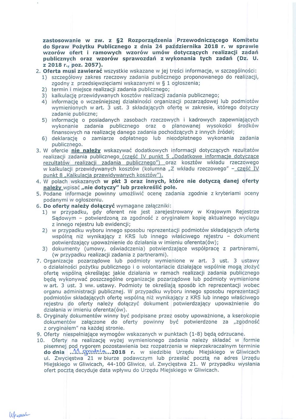 .i_o 1J"' zastosowanie w zw. z 2 Rozporządzenia Przewodniczącego Komitetu do Spraw Pożytku Publicznego z dnia 24 października 2018 r.