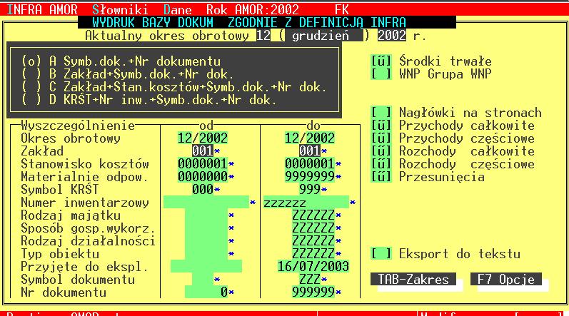 4.6 Wybór opcji wydruku dokumentów źródłowych