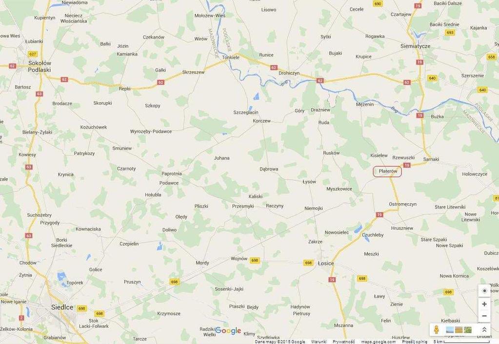 LOKALIZACJA I DOSTĘPNO PNOŚĆ KOMUNIKACYJNA Wieś Platerów jest połoŝona przy drodze krajowej nr 19 Białystok - Rzeszów.