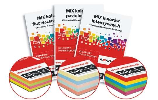 papiery ksero kolorowe Papier ksero kolorowy RES - format - gramatura 80g/m2 - mix kolorystyczny 1 i 2 - po 5 kolorów w opakowaniu - mix fluorescencyjny 4 kolory w opakowaniu mix 1 mix fluo mix 2