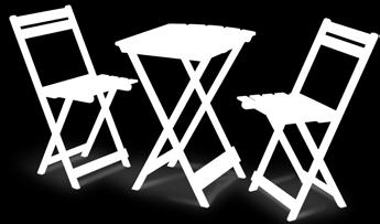 : stół 59 x 47 x 72 cm; krzesło 39 x 44 x 77 cm drewno