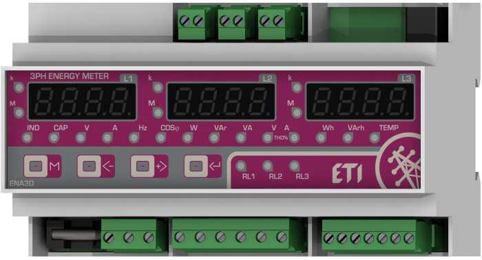 3PH LICZNIK ENERGII ENA3D INSTRUKCJA OBSŁUGI ENA3 SPIS TRECI 1 PRZYCISKI i WSKAŹNIKI LED:.